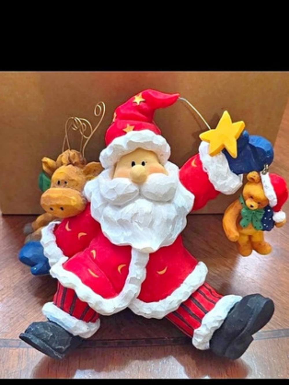 Jim Shore Santa Riding Bear Ornament Red & White